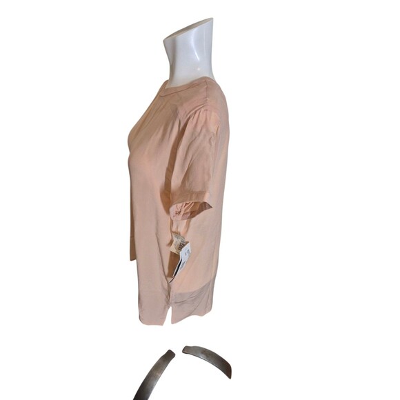Rena Rowen VTG 90s Y2K Silk Crepe Blouse Mother of Pearl Buttons Peach Pink Sz M - Picture 2 of 6